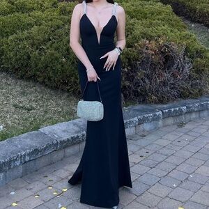 Fashion Nova Black Formal Dress with Silver Accents